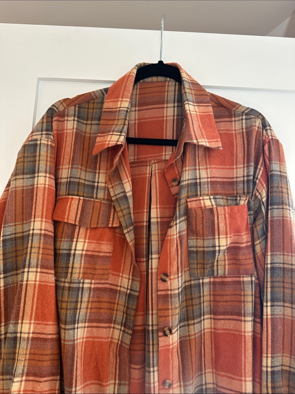 Rust Plaid Button-Up Shirt Unbranded perfect for Fall!